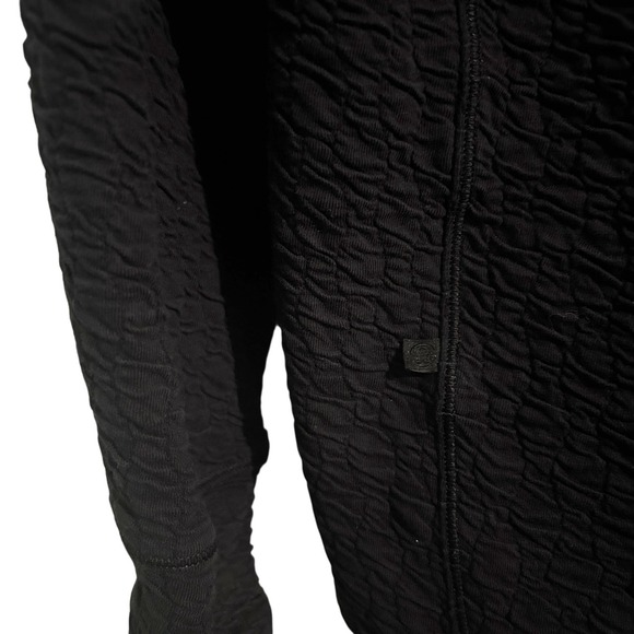 Lululemon Top 6 Oversized Rippled Sweatshirt Black Textured V-Neck Pullover Top - Picture 3 of 6